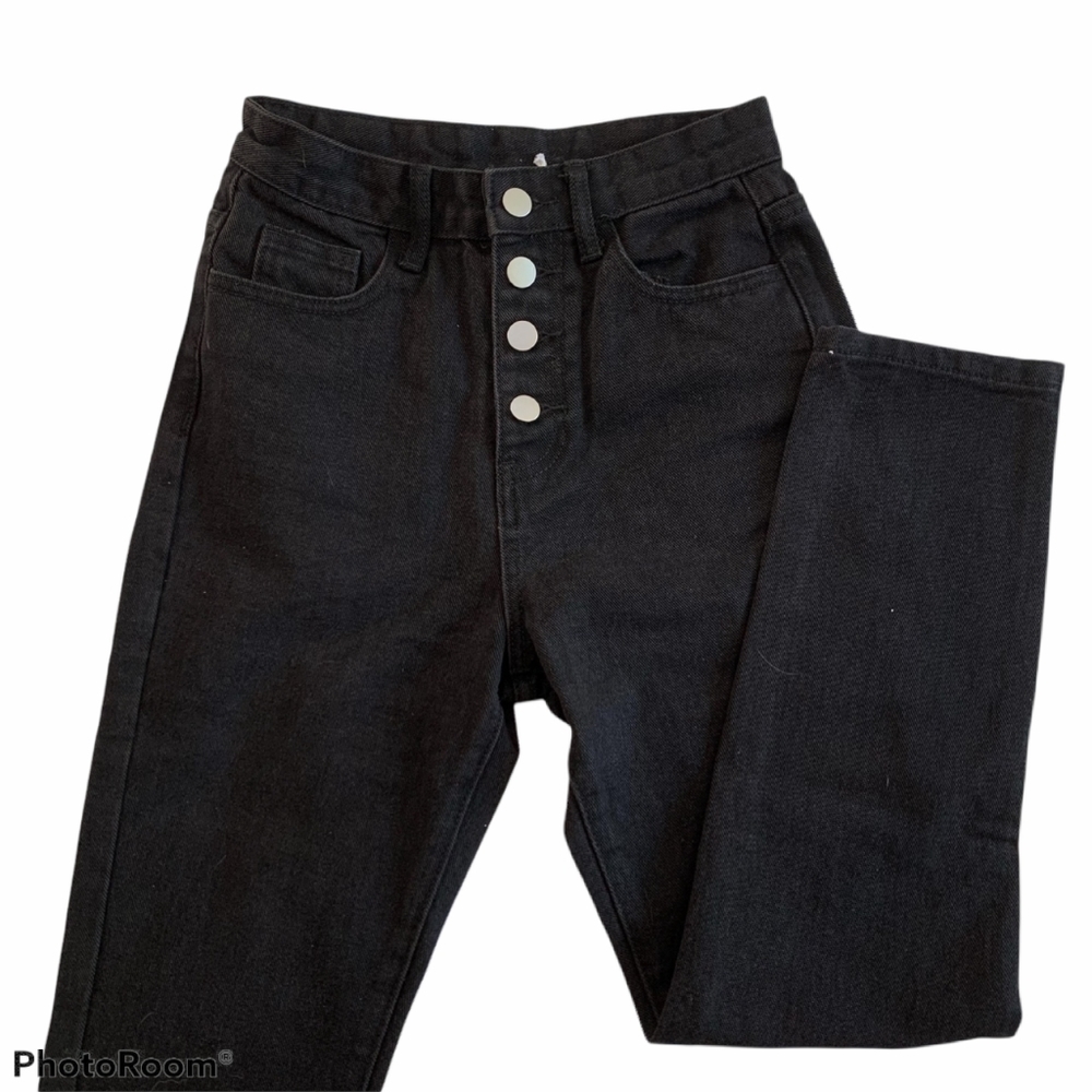 MOVING! Princess Polly Black Button Up High Rise Ankle Jeans
